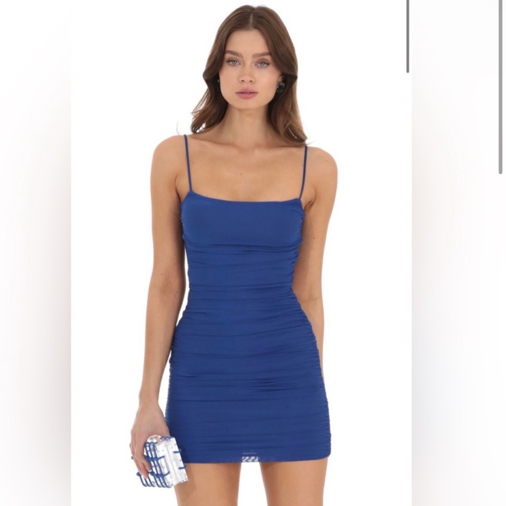 Lucy In The Sky Mesh Bodycon Dress in Blue